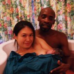 Yuko, Deji and Omotayo suckling after birth