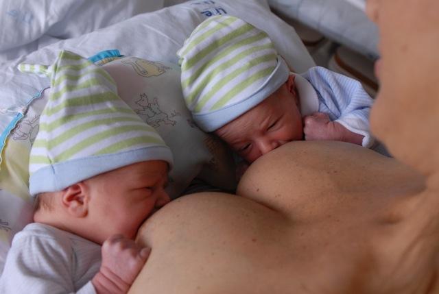 Saba breast feeding the twins