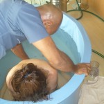 The water provides warmth and comfort during labour